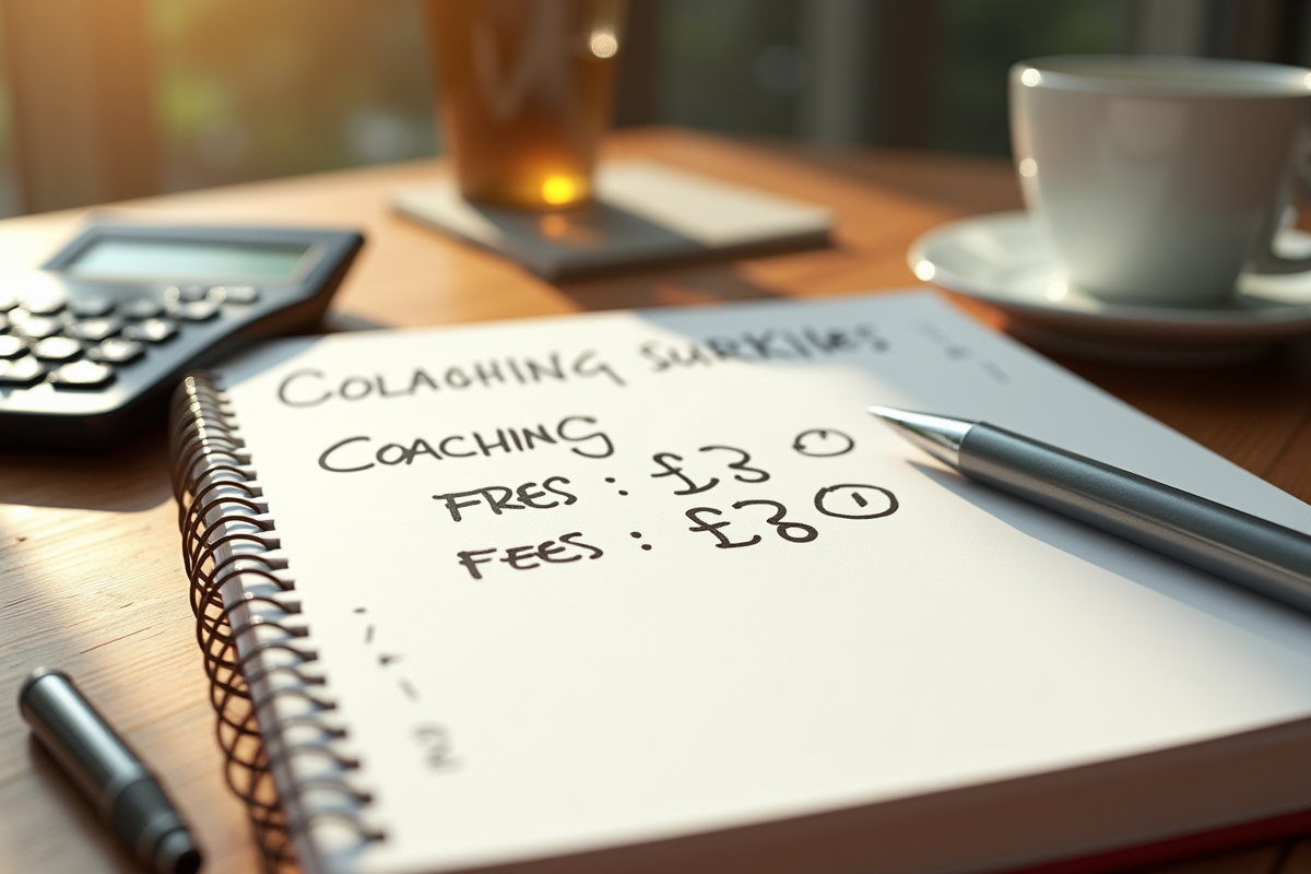 Carnet ouvert avec notes sur coaching et tasse de café