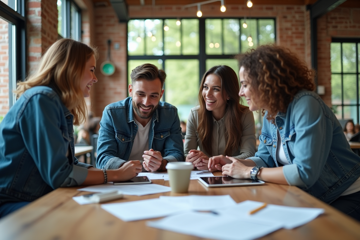 Groupe de jeunes professionnels collaborant dans un espace de coworking