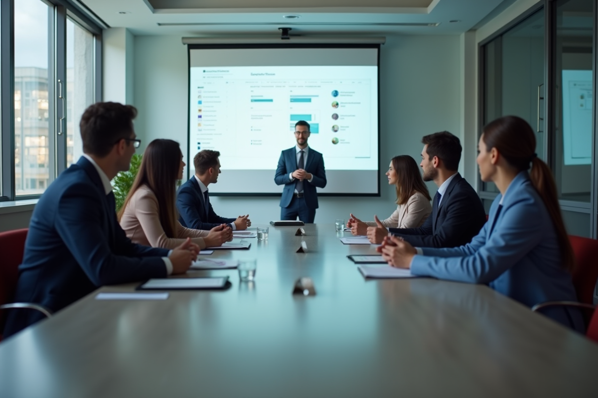 Groupe de professionnels en formation en réunion