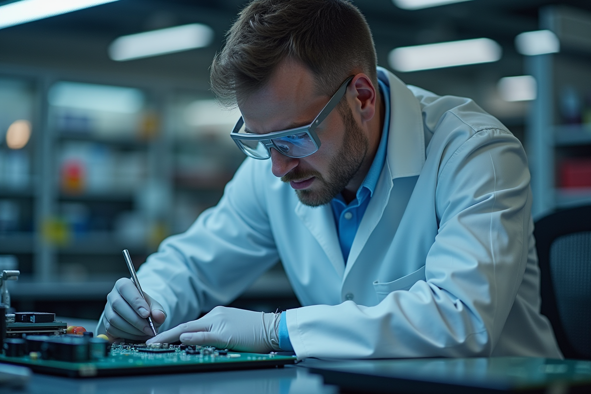 Ingénieur en électronique dans un laboratoire moderne